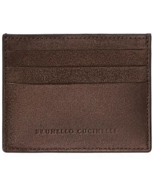 Brunello Cucinelli Suede Card Case - Brown