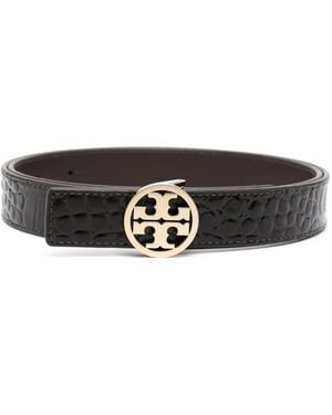 Tory Burch Cintura Miller Con Effetto Coccodrillo - Nero
