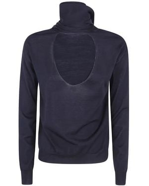 Nuur Cut-Out Scarf-Detail Sweater - Blue
