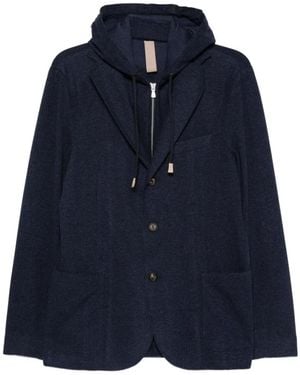 Eleventy Hooded Waffle-Knit Jacket - Blue