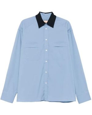 Plan C Two-Toned Long-Sleeve Shirt - Blue