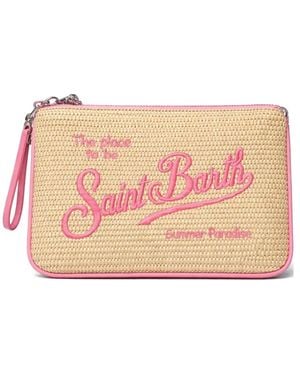MC2 Saint Barth Parisienne Embroidered-Logo Clutch Bag - Pink