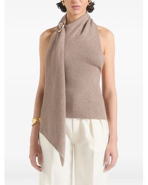 Manière De Voir Knitted Draped Halterneck Top - White
