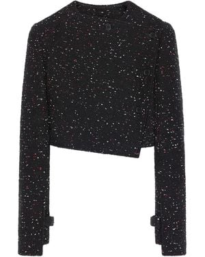 Courreges Tweed Cropped Jacket - Black