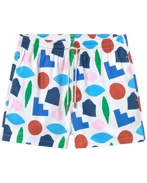 ARRELS Barcelona Geometric-Print Swim Shorts - Blue