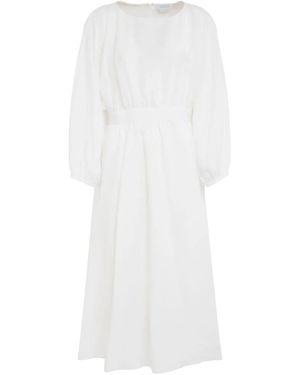 Gabriela Hearst Ahmose Linen Midi Dress - White