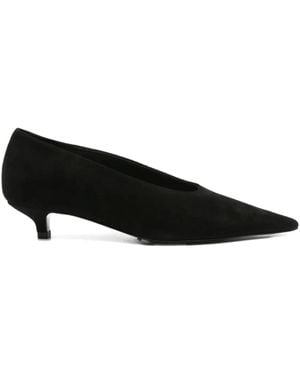 TOTEME Sharp Suede Kitten Court Shoes - Black
