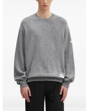 Neighborhood Logo-Patch Crew-Neck Sweater - Gray