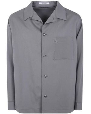 Tagliatore Logo-Plaque Wool Shirt - Gray