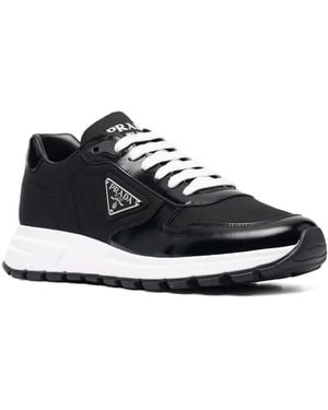 Prada Leather-Panelled Lace-Up Trainers - White