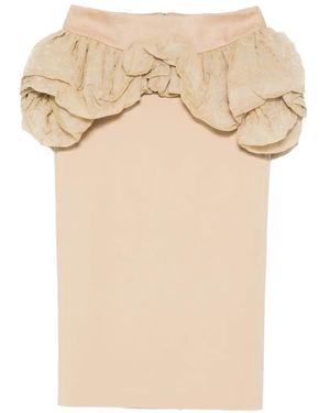 Max Mara Ruffle-Detail Midi Skirt - Natural
