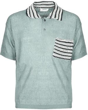 Atomo Factory Striped-Trim Polo Shirt - Blue