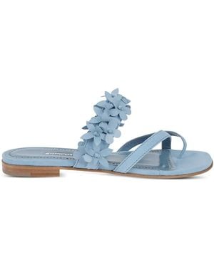 Manolo Blahnik Fiosa Flowers-Embellishment Sandals - Blue