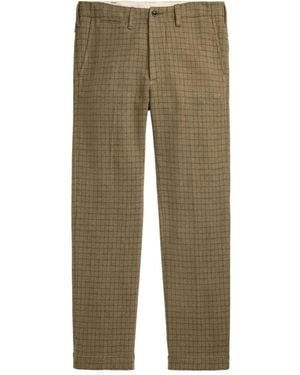 RRL Check-Print Tapered Pants - Green