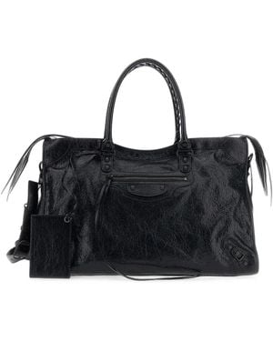 Balenciaga Large Le City Leather Tote Bag - Black