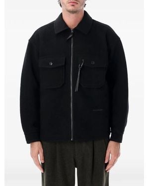 and wander Logo-Lettering Zip-Up Jacket - Black