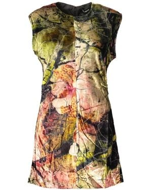 Desigual Abstract-Print Velvet Mini Dress - Green
