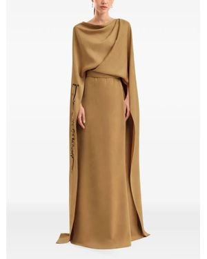 Gemy Maalouf Calligraphy Cowl-Neck Maxi Dress - Natural