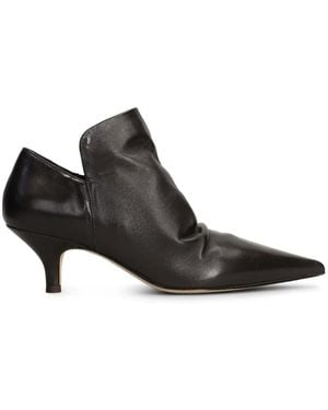 The Seller Ruched Pointed-Toe Ankle Boots - Black