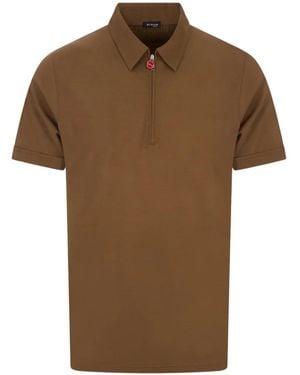 Kiton Zip-Up Piqué Polo Shirt - Brown