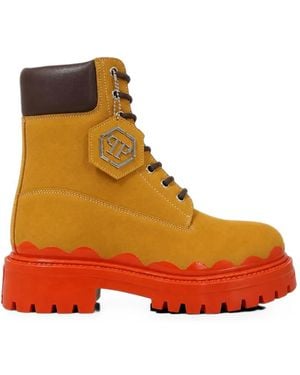 Philipp Plein Nabuk Lace-Up Boots Immersed - Orange