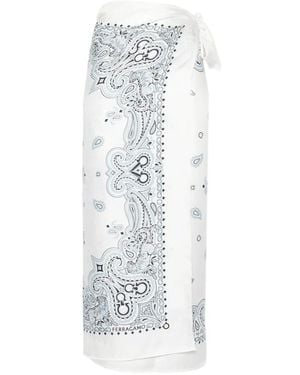 Ferragamo Pareo Gancini Con Estampado De Cachemira - Blanco