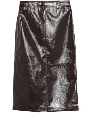 Frankie Shop Taney Crackled Midi Skirt - Black
