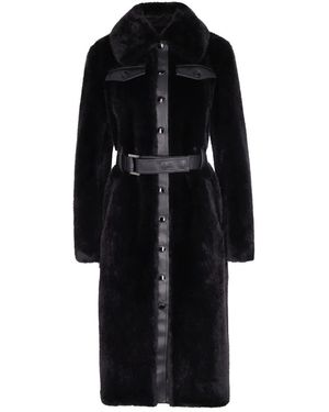 Patrizia Pepe Belted Faux-Fur Coat - Black