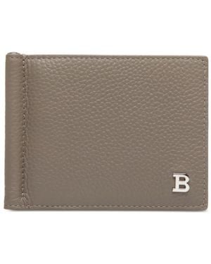 Bally Embossed Leather Money Clip Wallet - Brown