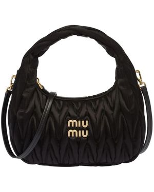 Miu Miu Mini Wander Matelassé Shoulder Bag - Black