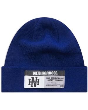 Neighborhood Logo-Patch Beanie Hat - Blue