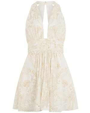 Roberto Cavalli Ornamental-Motif Mini Dress - White