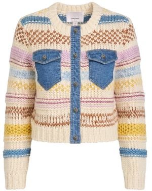 Cinq À Sept Suki Denim-Panel Cardigan - White