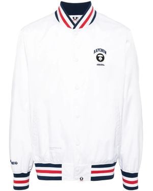 Aape By A Bathing Ape Stripe-Trim Bomber Jacket - White
