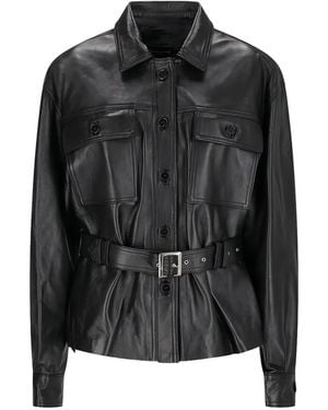 Alessandra Rich Belted Leather Jacket - Black