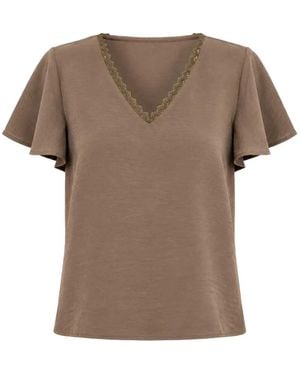 Molly Bracken Lace-Trim T-Shirt - Brown
