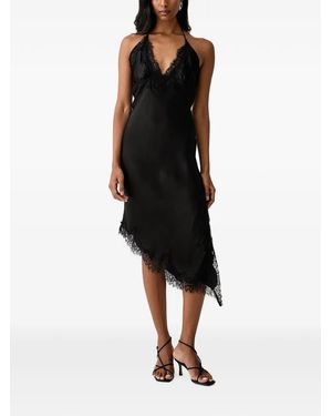 Bardot Lace-Trim Asymmetric Dress - Black
