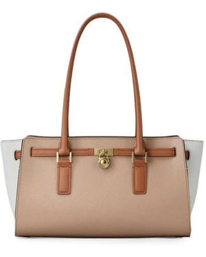 Michael Kors Small Hamilton Moderne Lock-Pendant Tote Bag - Natural