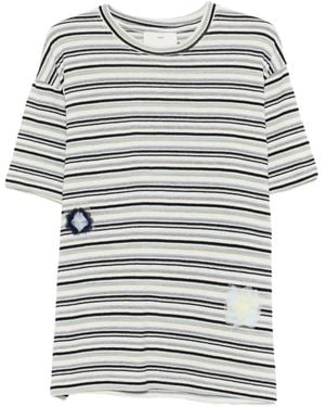 Song For The Mute Striped-Pattern T-Shirt - Gray