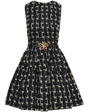 Oscar de la Renta Woven Jacquard Mini Dress - Black