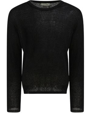 mfpen Long-Sleeve Ribbed Linen Jumper - Black