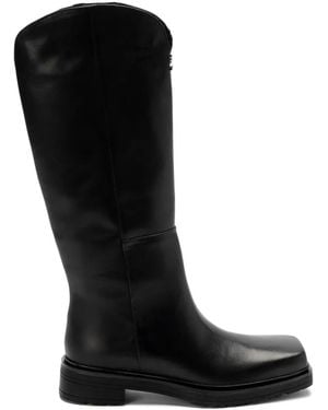 Patrizia Pepe Logo-Plaque Boots - Black