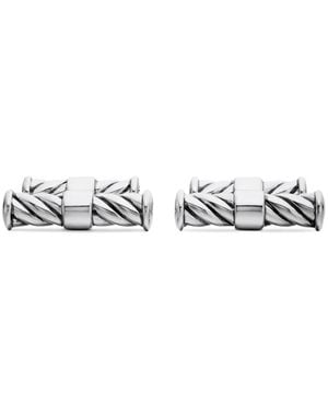 David Yurman Cable Elongated カフスボタン 22mm スターリングシルバー - ホワイト