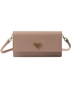 Prada Borsa A Tracolla Con Applicazione - Marrone