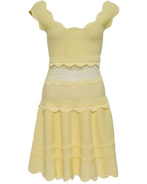 Alexia Scalloped-Hem Knitted Day Dress - Yellow