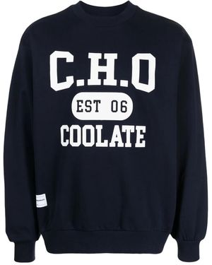 Chocoolate Logo-Print Cotton Sweatshirt - Blue