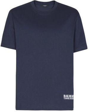 Balmain T-Shirt Mit Logo-Stempel - Blau