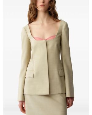 Calvin Klein Square-Neck Tailored Jacket - Natural