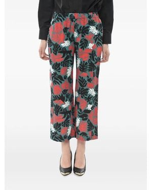 Marni Floral-Print Cropped Pants - Green