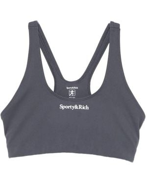 Sporty & Rich Logo-Print Racerback Sports Bra - Blue